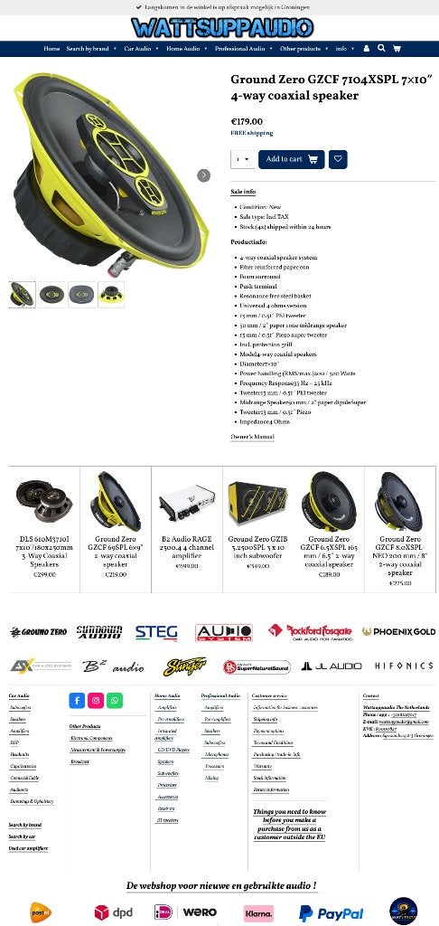 Ground Zero GZCF 7104XSPL 710 4-way coaxial speakers ovaal, https://www.ground-zero-audio.com/en/support-en/contact-page/, Erlenweg 25, 85658 Egmating, Germany