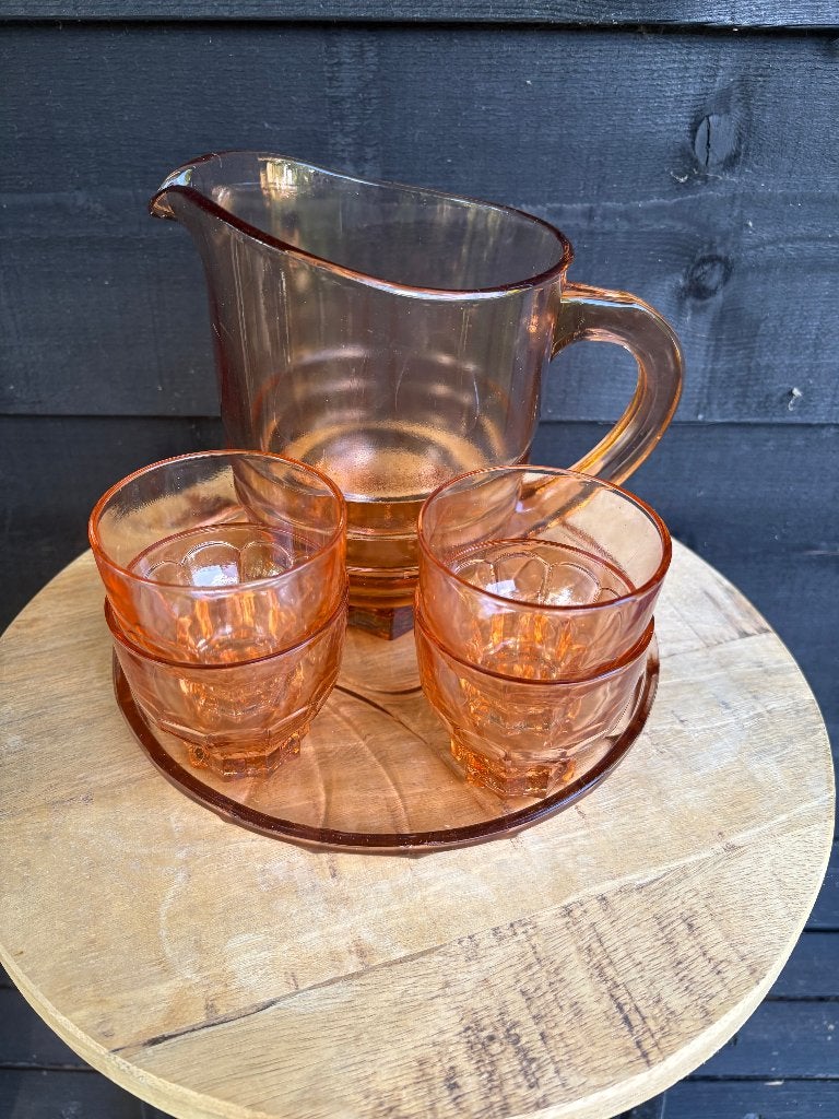 Art-Deco Limonade of Waterstel Vintage Roze., Ophalen of Verzenden