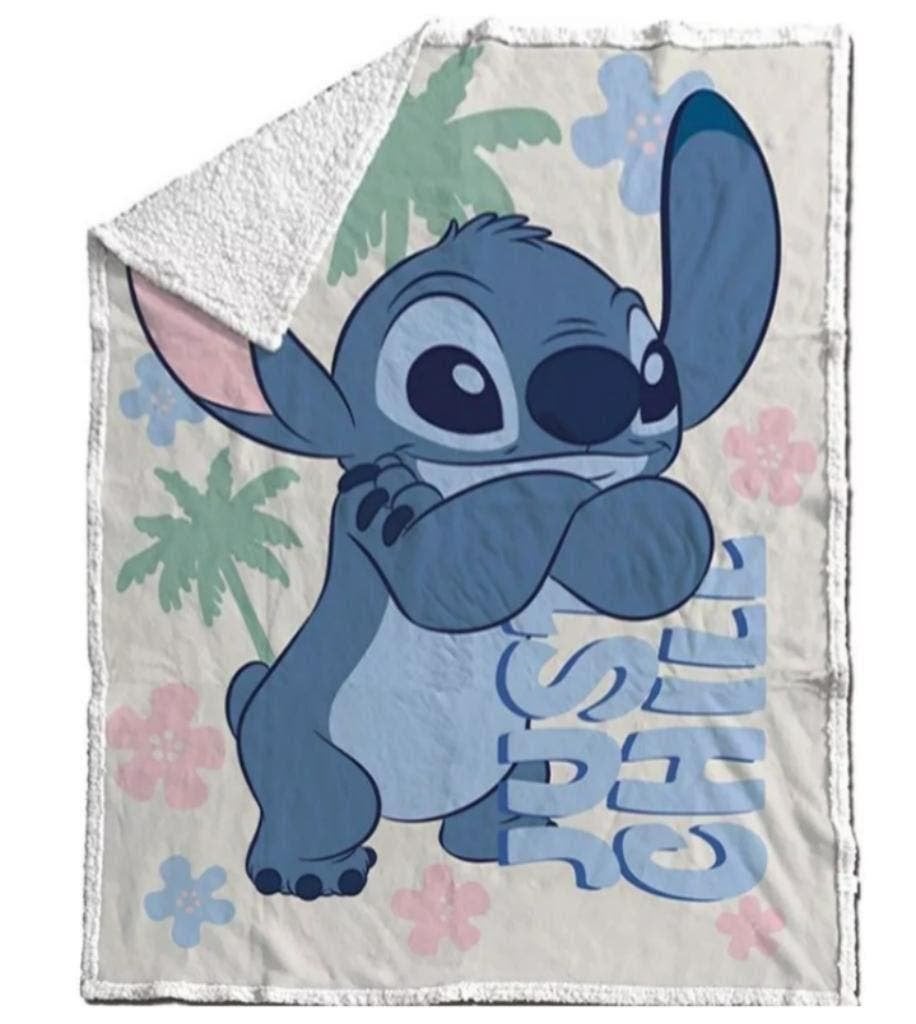 Stitch Fleece Deken Sherpa - Disney Woondeken, Wit, Nieuw, Ophalen of Verzenden, Deken of Dekbed