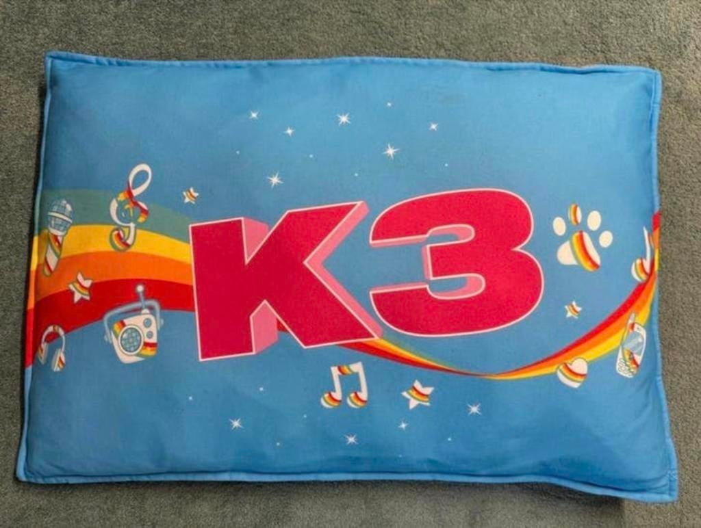 K3 kussen blauw met regenboog en muzieknoten 70/100, Ophalen of Verzenden, Zo goed als nieuw