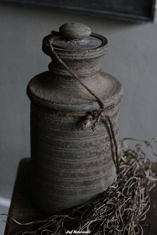 Nepalese kruik met deksel, authentiek, origineel, Www.jufbrocante.nl, Www.jufbrocante.nl, Nieuw, Ophalen of Verzenden