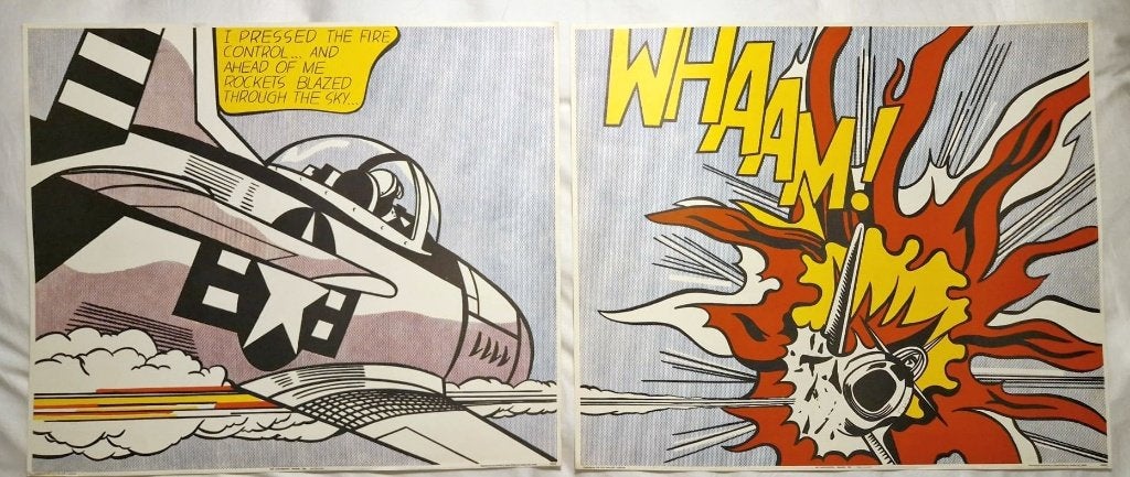Twee Iconische Roy Lichtenstein Groot Formaat Prints, Antiek en Kunst, Ophalen of Verzenden, Gelimiteerde oplage, Print, Stripfiguren/cartoons