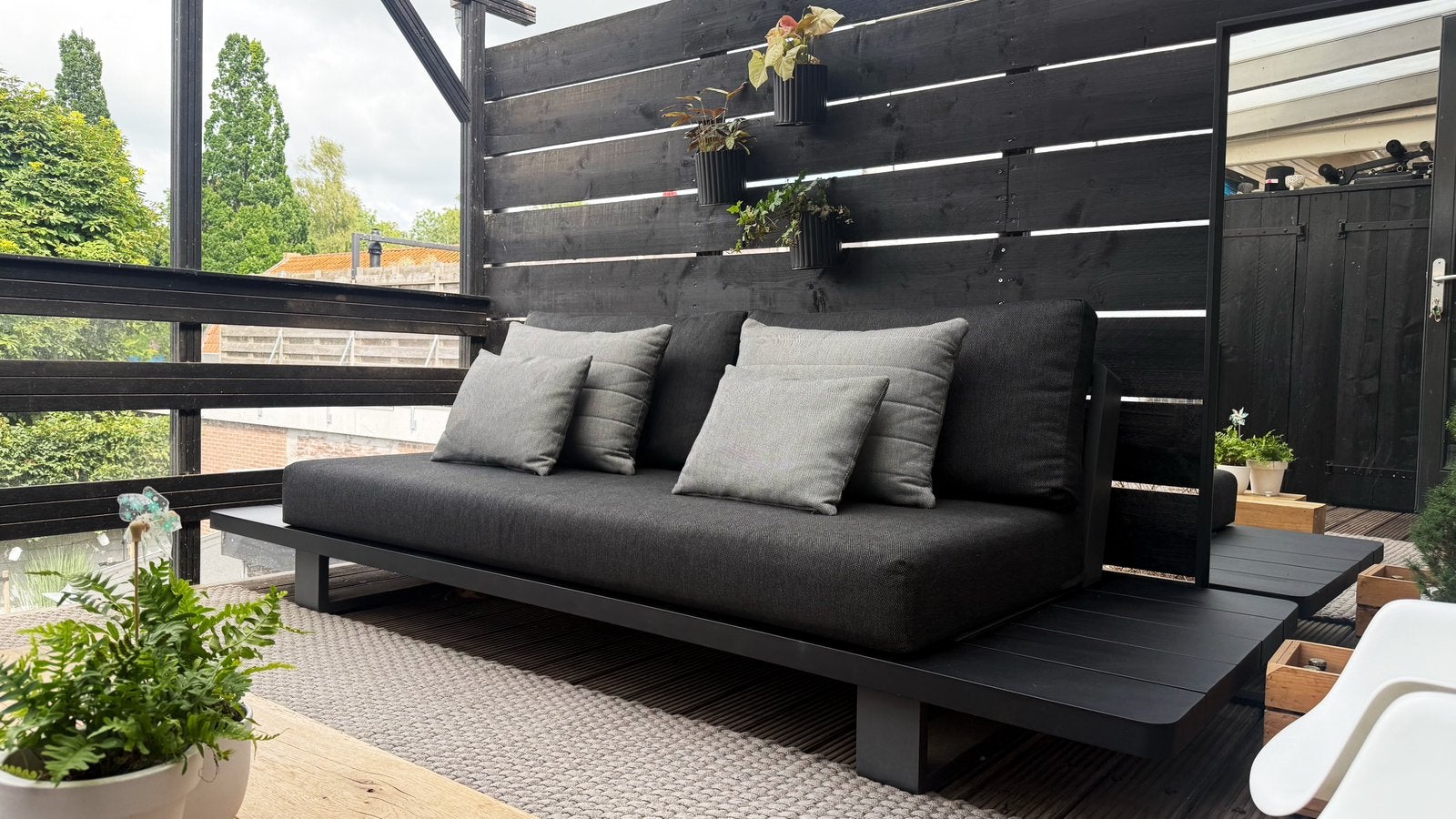 Life Outdoor Fitz Roy 3zits loungebank + zijtafels & kussens, Tuin en Terras, Tuinsets en Loungesets, Ophalen, Gebruikt, 3 zitplaatsen