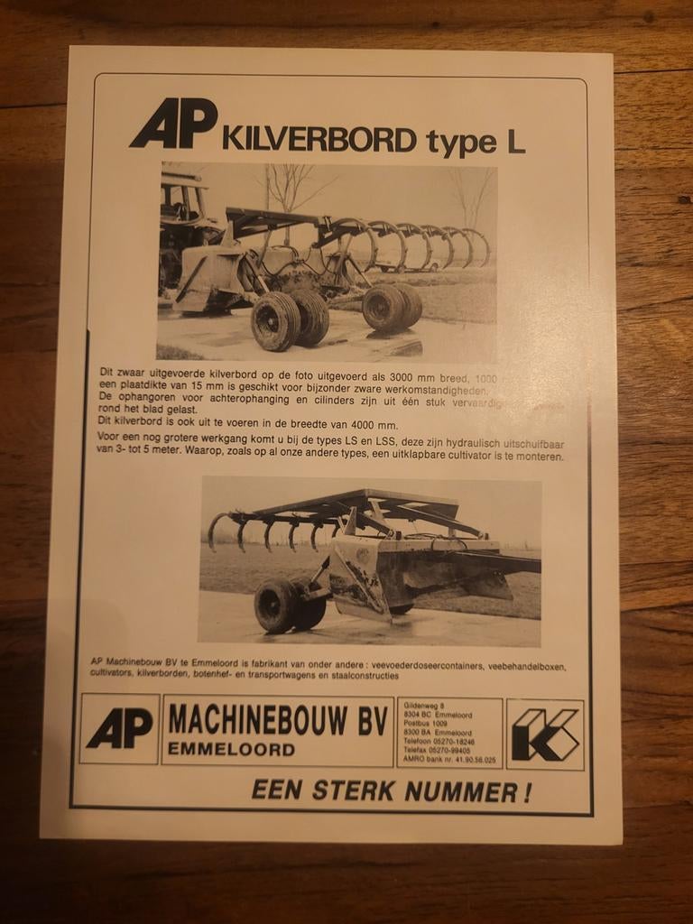 Tractor folder AP kilverbord type L, Ophalen of Verzenden, Zo goed als nieuw, Folder