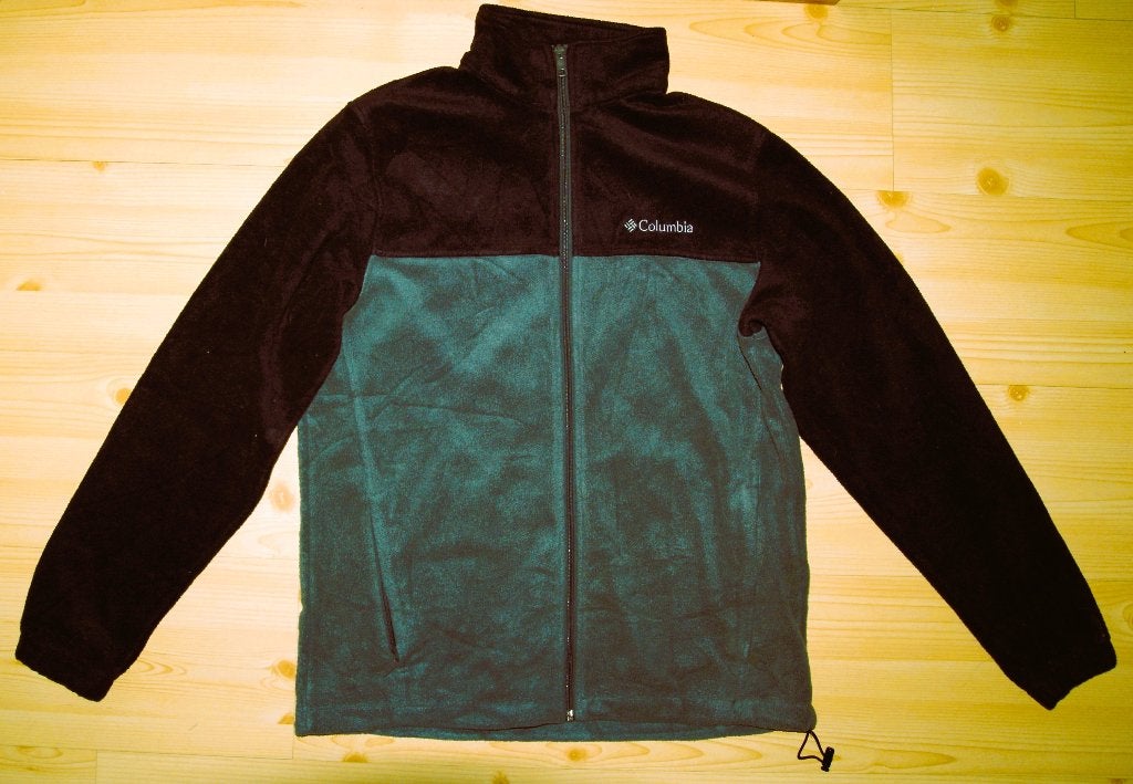 COLUMBIA fleece vest maat M zwart/mosgroen met borduur,, Kleding | Heren, Truien en Vesten, Columbia, Maat 48/50 (M), Zwart, Ophalen of Verzenden