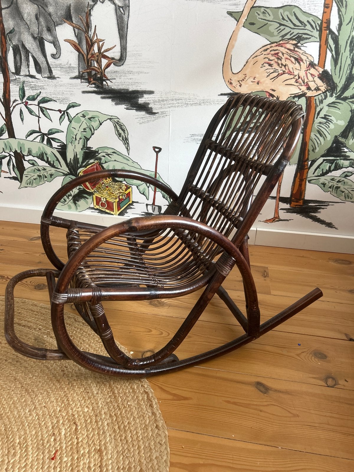 Vintage rotan schommelstoel, Antiek en Kunst, Ophalen