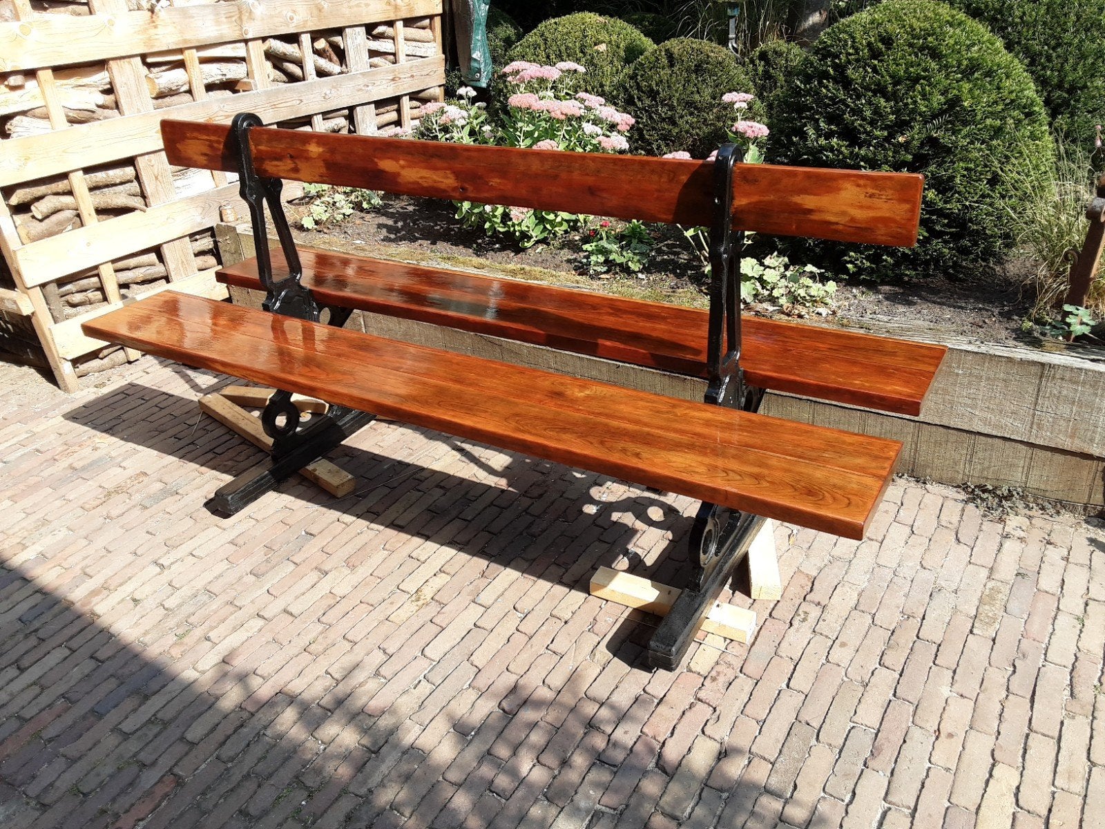 gietijzeren tuinbank, stationsbank, Ophalen, Overige materialen, 2 zitplaatsen