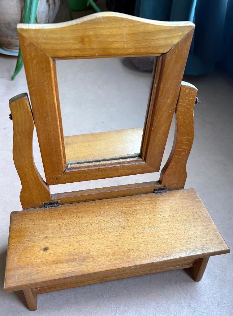 Kleine antieke kapspiegel, Ophalen of Verzenden, Rechthoekig, Minder dan 50 cm, Minder dan 100 cm
