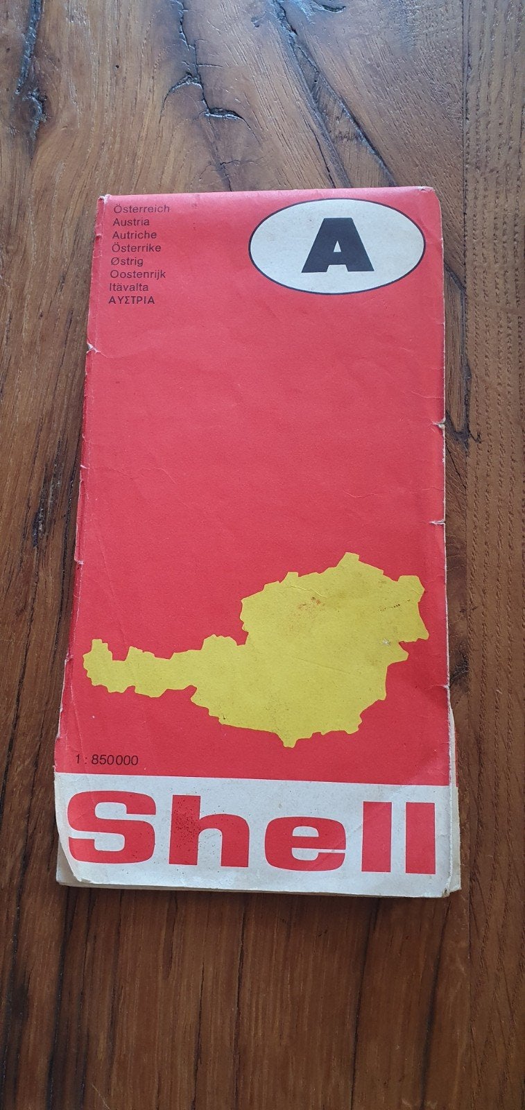 Vintage Shell Wegenkaart Oostenrijk 1:850.000 (1975), Gelezen, Landkaart, 1800 tot 2000, Europa Overig