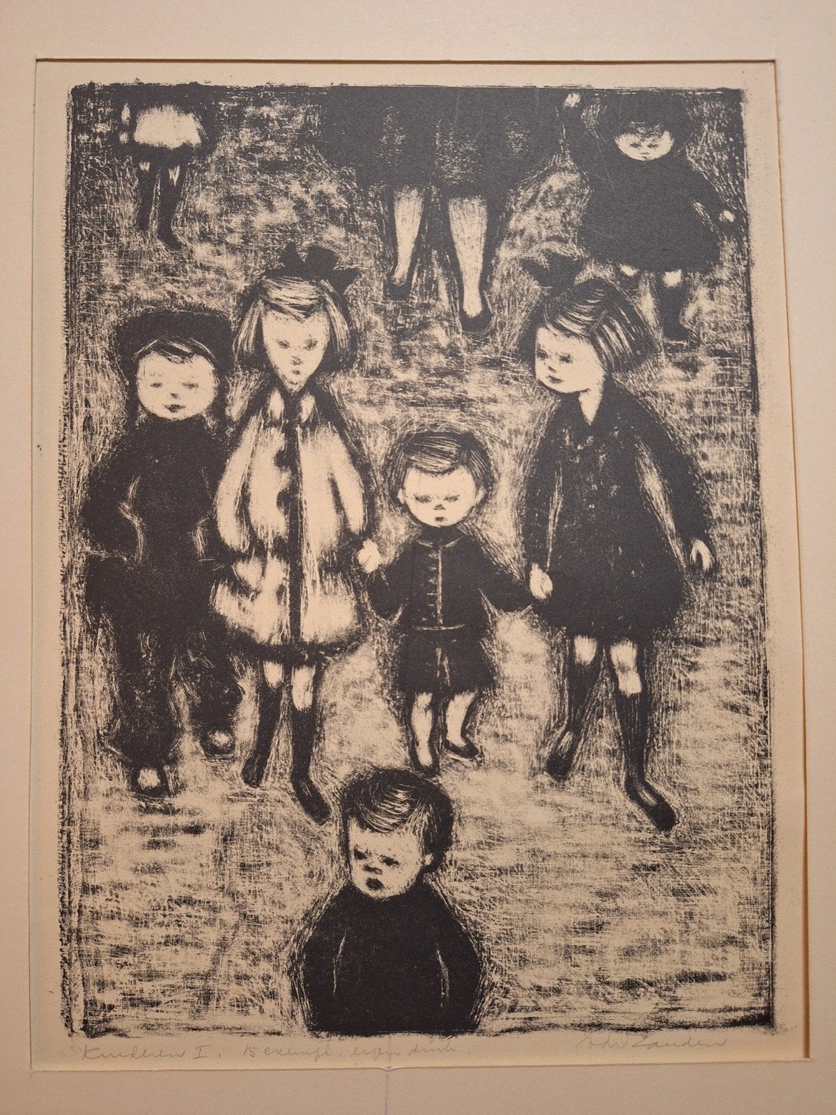 Lithografie 'Kinderen' door v Zanden, Antiek en Kunst, Kunst | Litho's en Zeefdrukken, Gesigneerd, Ophalen of Verzenden, Portret en Figuren