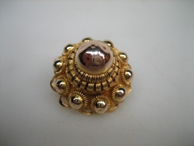 Antieke Geelgouden met Rosé 14 Karaat Zeeuwse Broche ca.1890, Verzenden, Goud, Broche