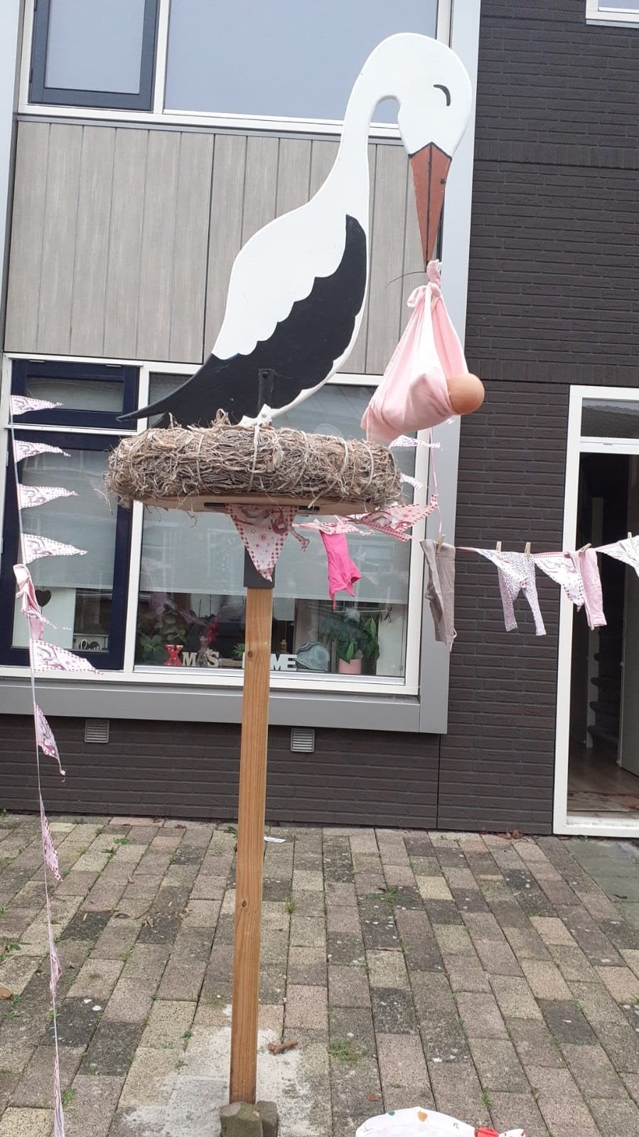 Te huur; Ooievaar op nest met landingsplaats en ei, Kinderen en Baby's, Kraamcadeaus en Geboorteborden, Ophalen, Zo goed als nieuw