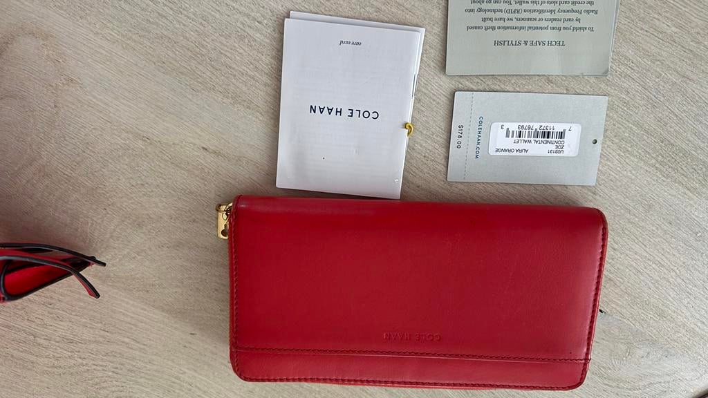Cole Haan Leren Portemonnee - Rood en tas !!!, Overige merken, Ophalen of Verzenden, Zo goed als nieuw, Leer