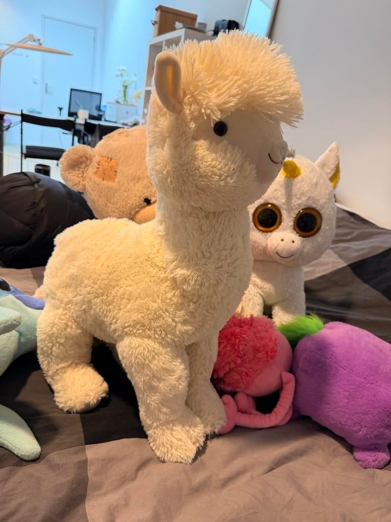 Schattige witte alpaca knuffel - Zo goed als nieuw, Overige typen, Ophalen of Verzenden, Zo goed als nieuw, Middelgroot (20 tot 80 cm)