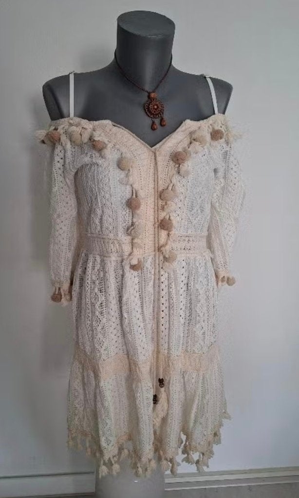 Jurkje Boho stijl, Kleding | Dames, Maat 38/40 (M), Beige, Ophalen of Verzenden, Zo goed als nieuw