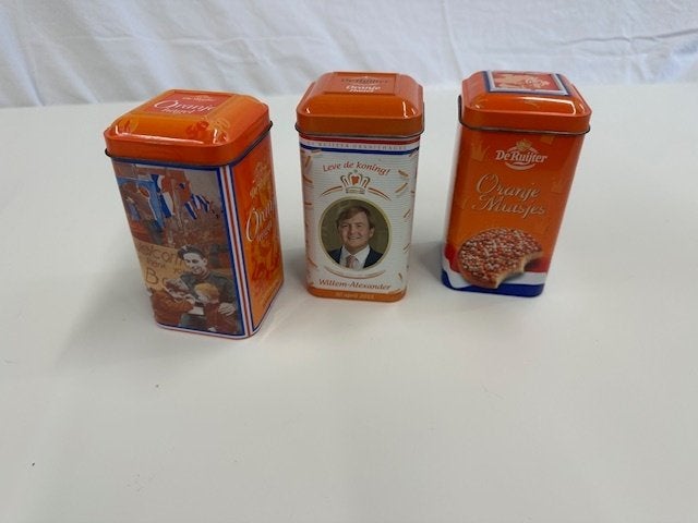 3 Oranje De Ruijter blikjes, Ophalen of Verzenden, Gebruikt, Overige, Overige merken