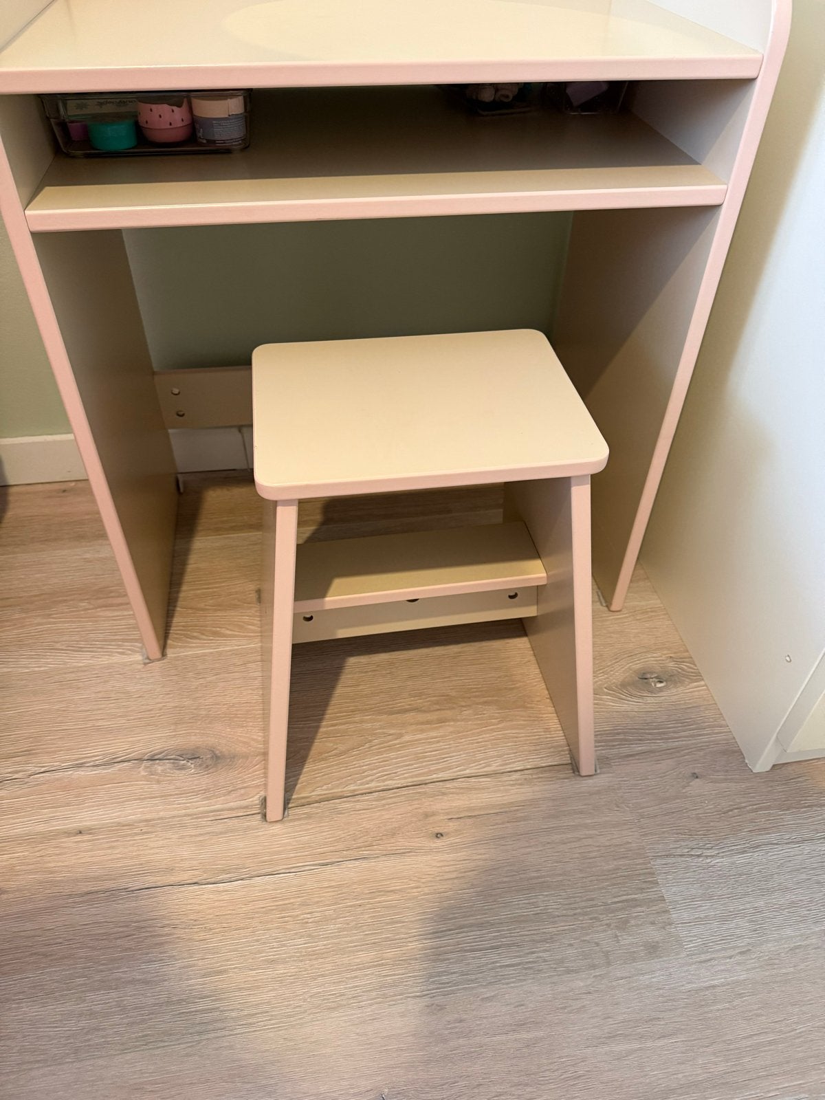 Petit amelie Kaptafel met spiegel en krukje - Roze/Beige, Ophalen, Gebruikt, 100 tot 150 cm, 50 tot 100 cm