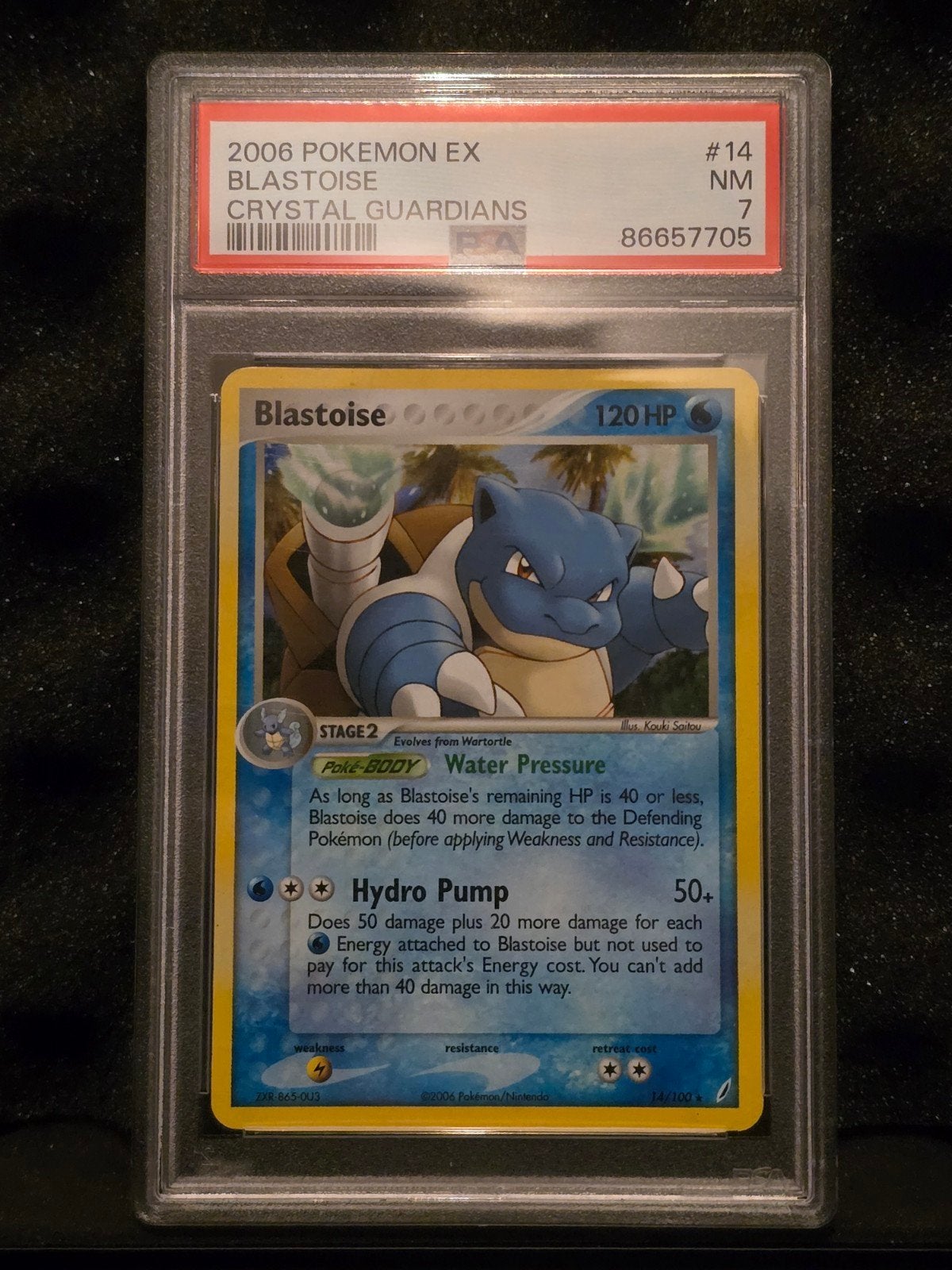 2006 Pokémon EX Blastoise Crystal Guardians PSA 7, Ophalen of Verzenden, Zo goed als nieuw, Losse kaart