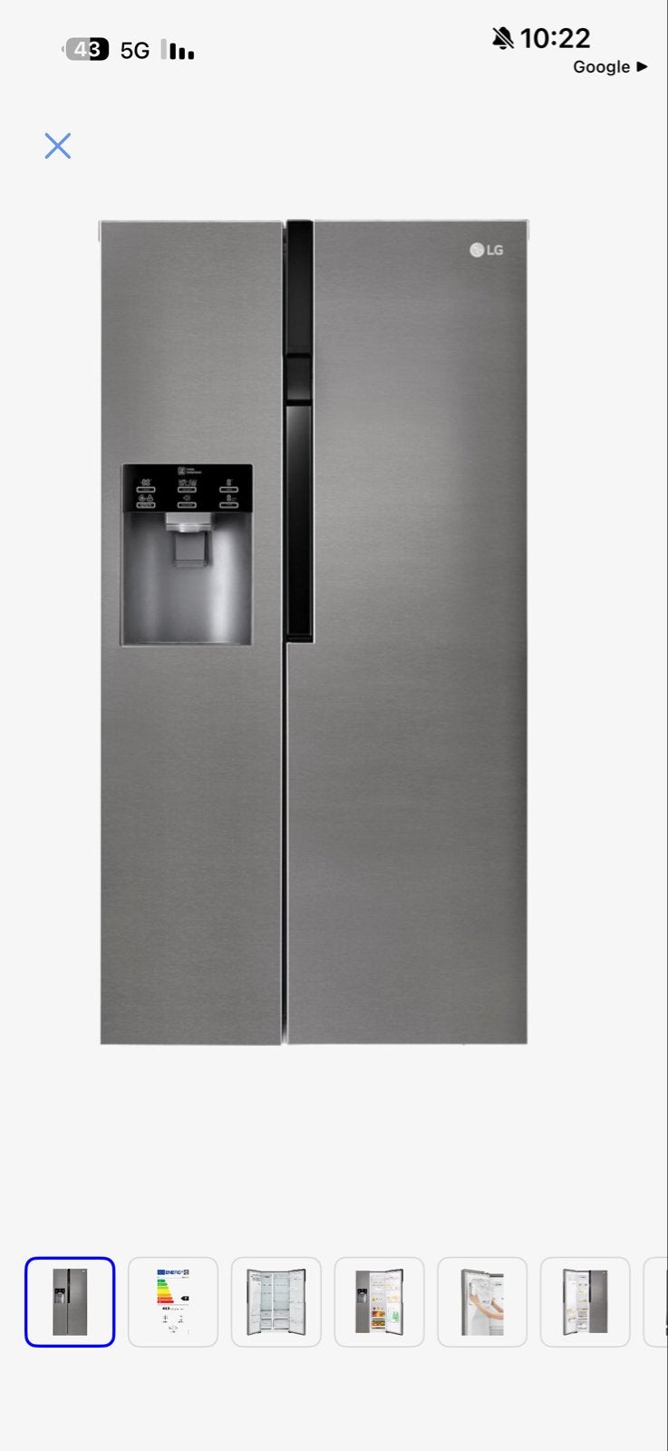 LG Amerikaanse koelkast met vriezer - defect, Witgoed en Apparatuur, Ophalen, 200 liter of meer, 60 cm of meer, Met aparte vriezer
