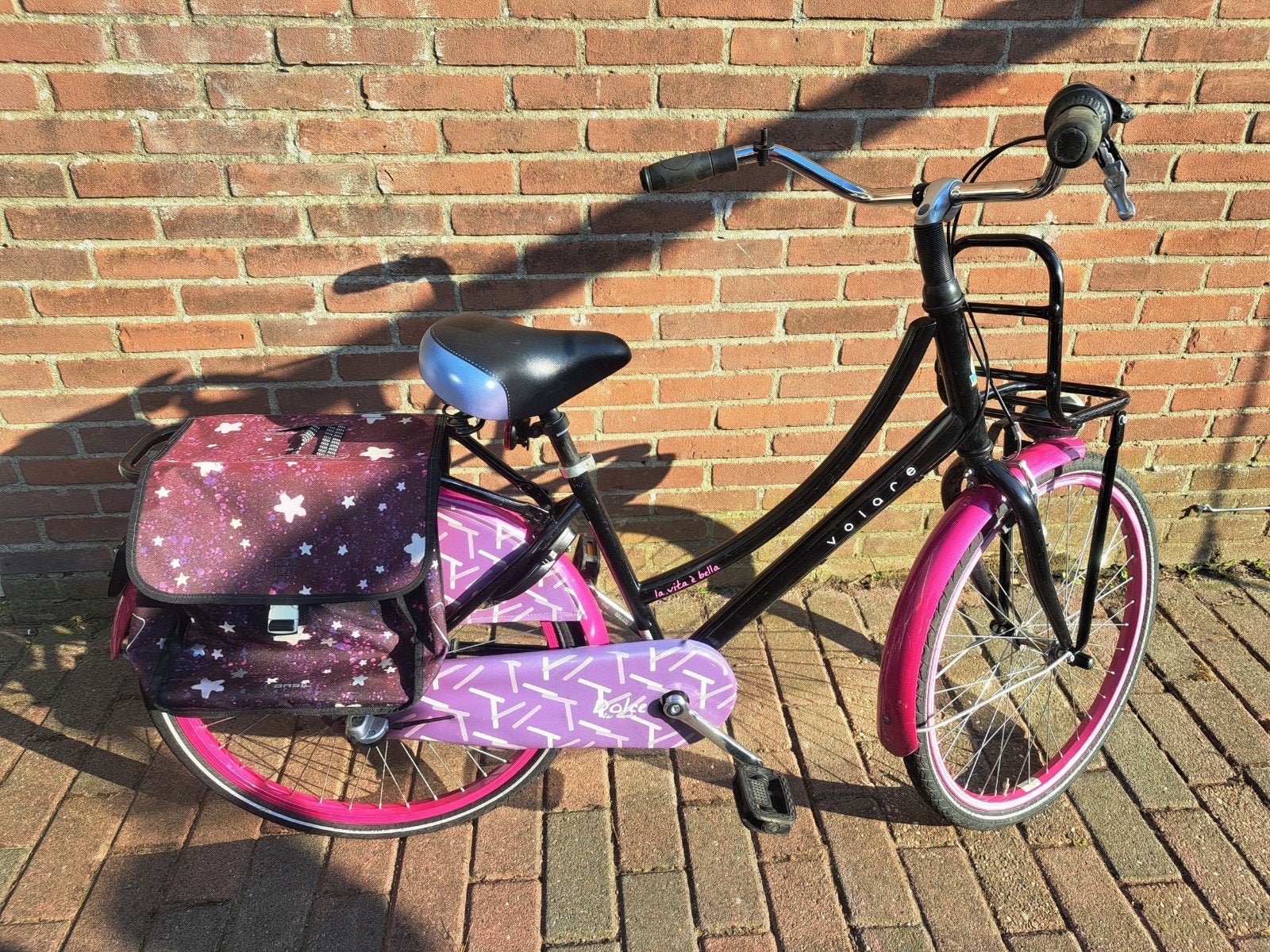 Fiets volare meisjes zwart roze 24 inch, Ophalen, Gebruikt, 24 inch, Volare