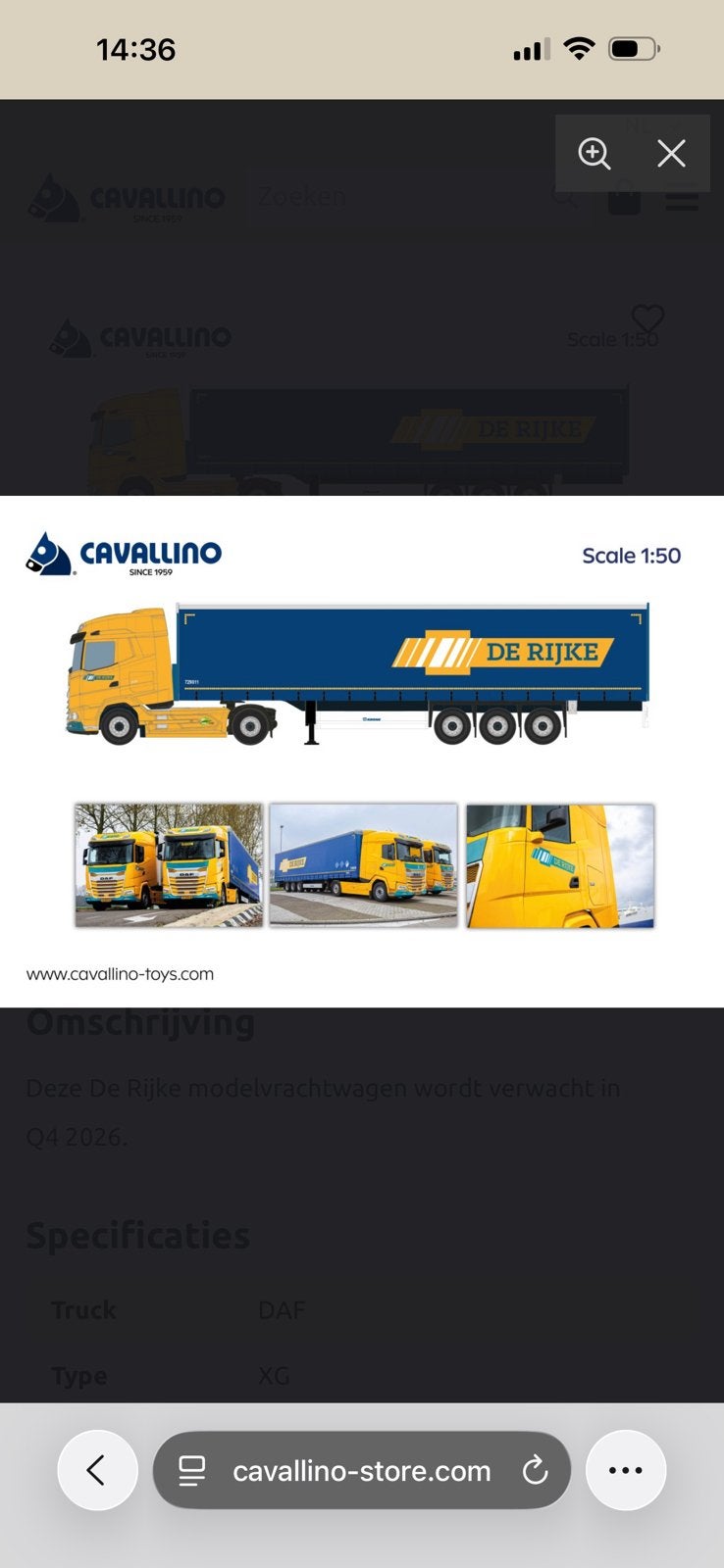 Cavallino 1:50 de Rijke  Geen Tekno/Wsi, Ophalen of Verzenden, Nieuw, Bus of Vrachtwagen, Overige merken