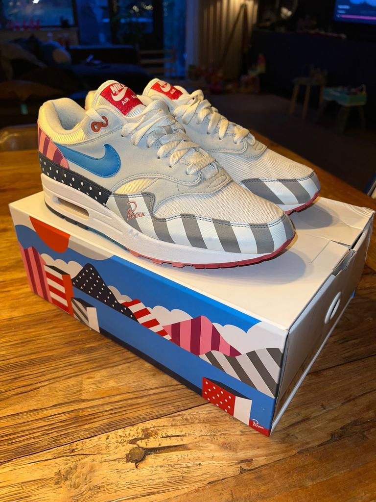 Nike Air Max 1 Parra sneakers - Zo goed als nieuw, Kleding | Heren, Schoenen, Ophalen, Zo goed als nieuw, Overige kleuren, Sneakers of Gympen