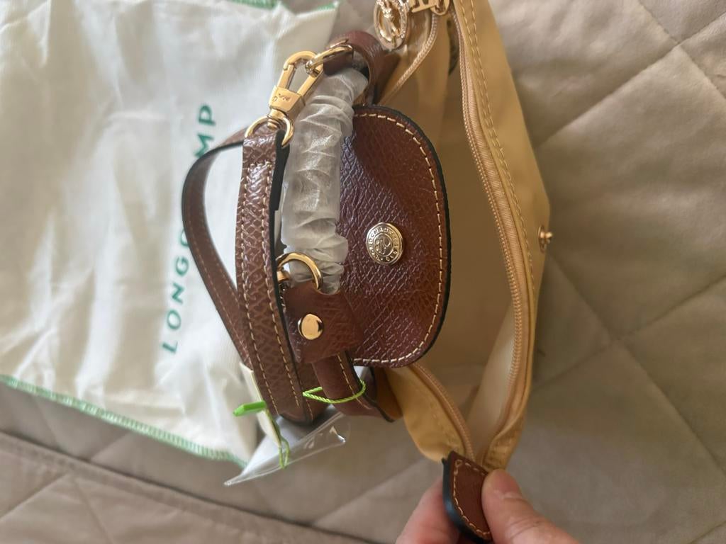 Longchamp Le Pliage Schoudertasje Beige/Bruin Nieuw, Sieraden, Tassen en Uiterlijk, Tassen | Damestassen, Ophalen of Verzenden