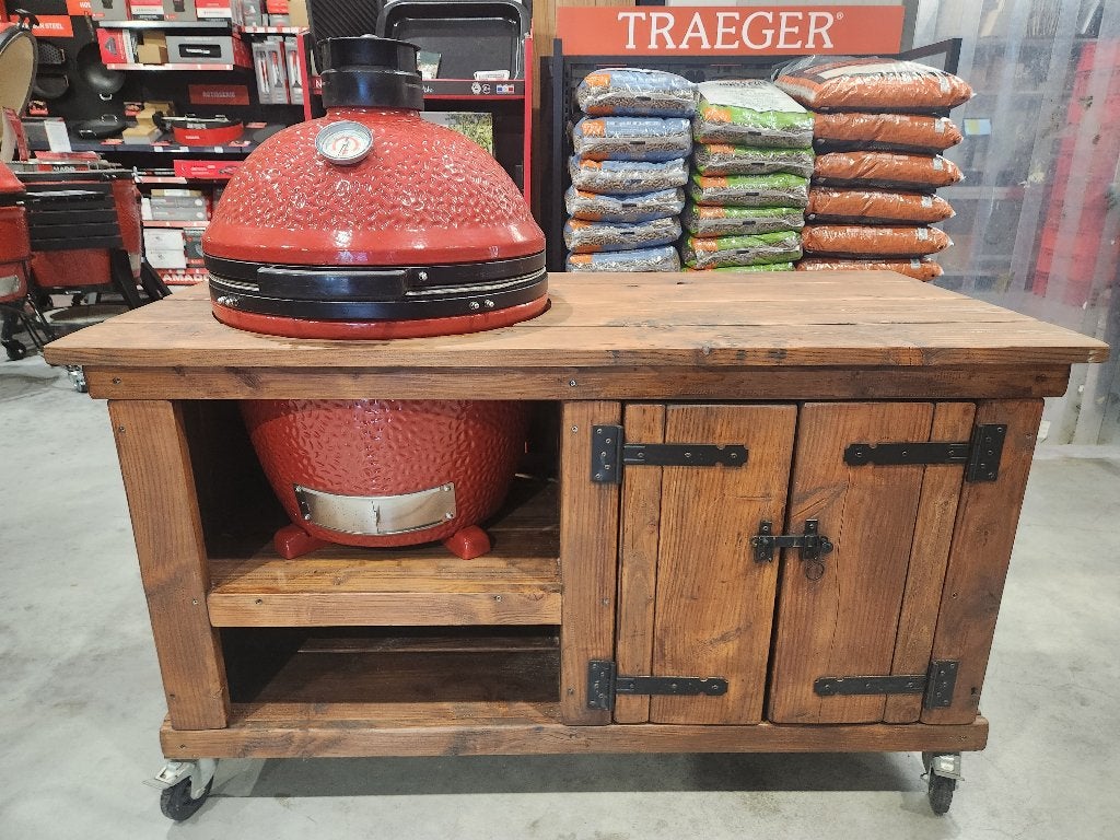 Kamado Joe Classic 1 in Douglas houten buitenkeuken, Ophalen of Verzenden, Gebruikt, Kamado joe, Met accessoires