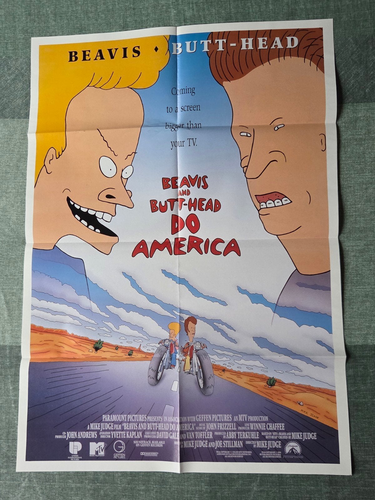 Beavis and Butt-Head Do America Film Poster, Ophalen of Verzenden, Zo goed als nieuw, A1 t/m A3, Film en Tv