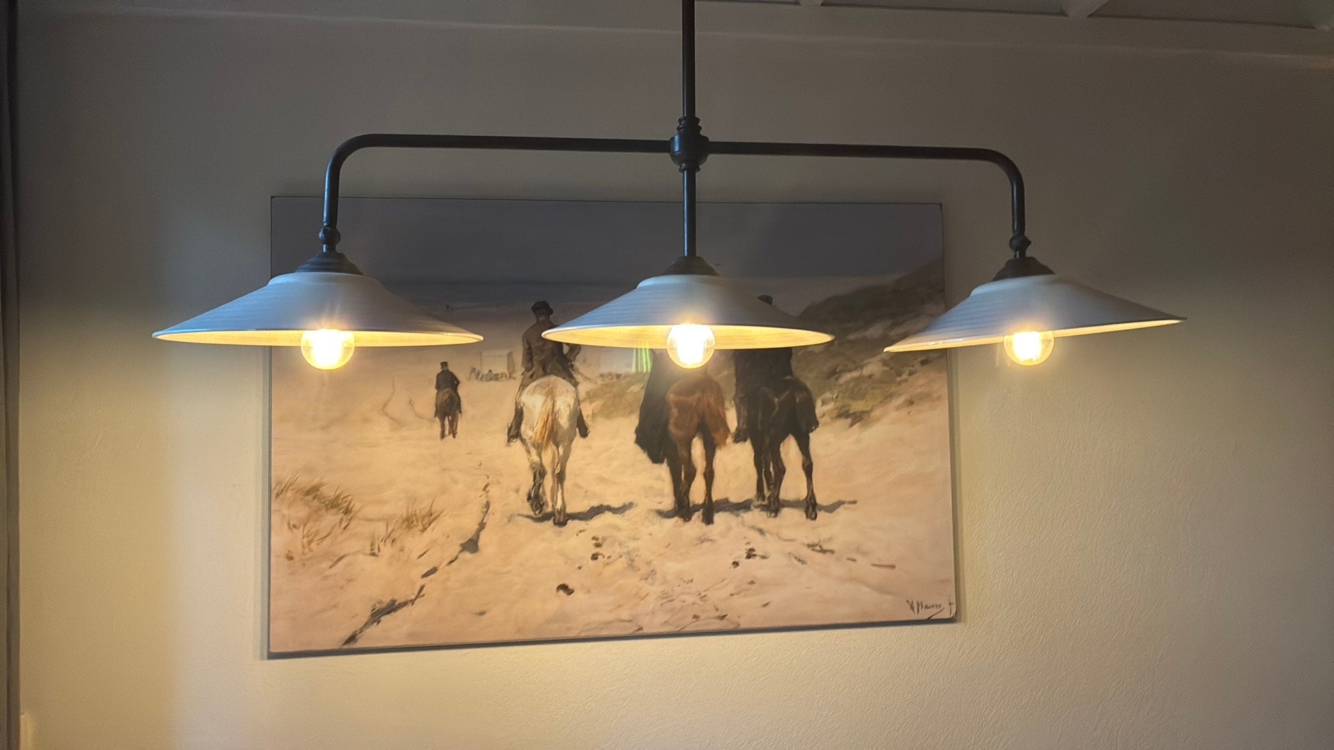 Italiaans dedign kamerlamp, koper met ketamiek, Ophalen, Brons