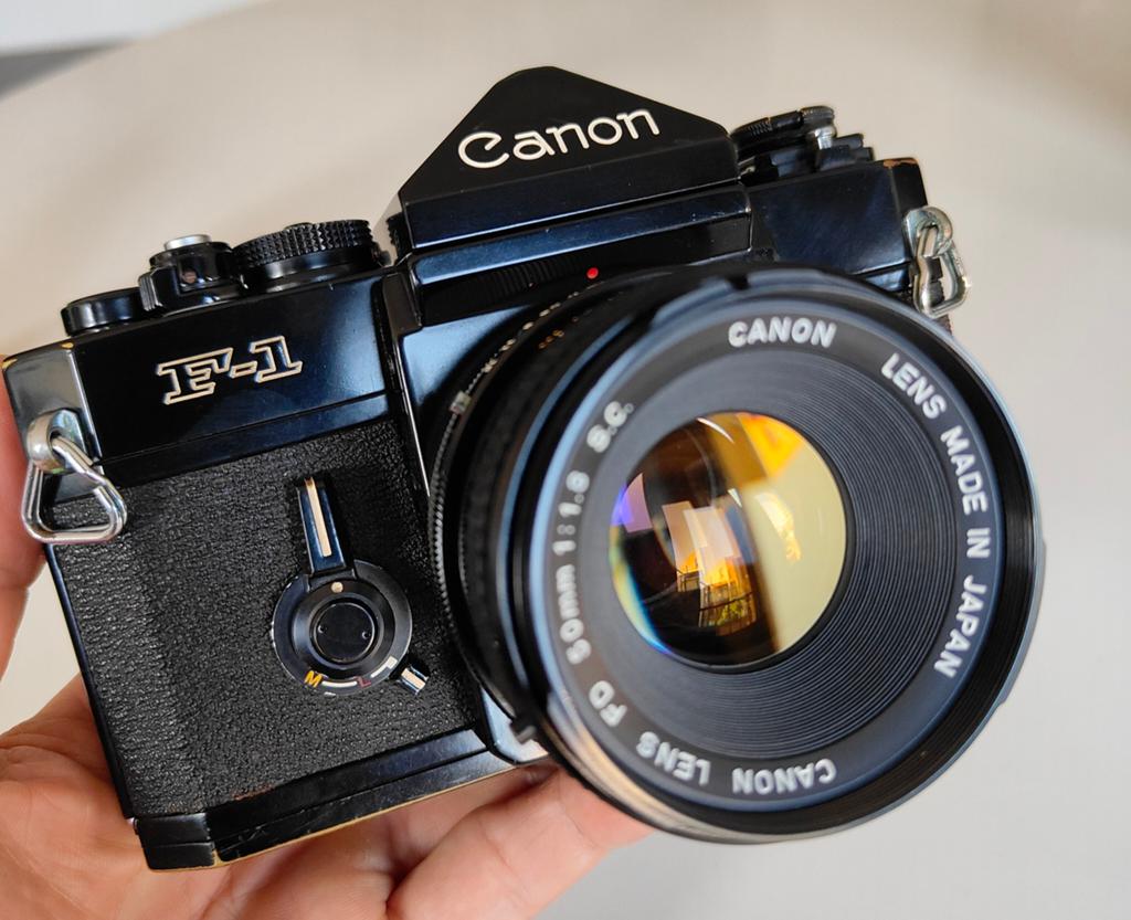 Canon F-1met FD 50mm f/1.8 S.C., Audio, Tv en Foto, Fotocamera's Analoog, Ophalen of Verzenden, Gebruikt, Spiegelreflex, Canon
