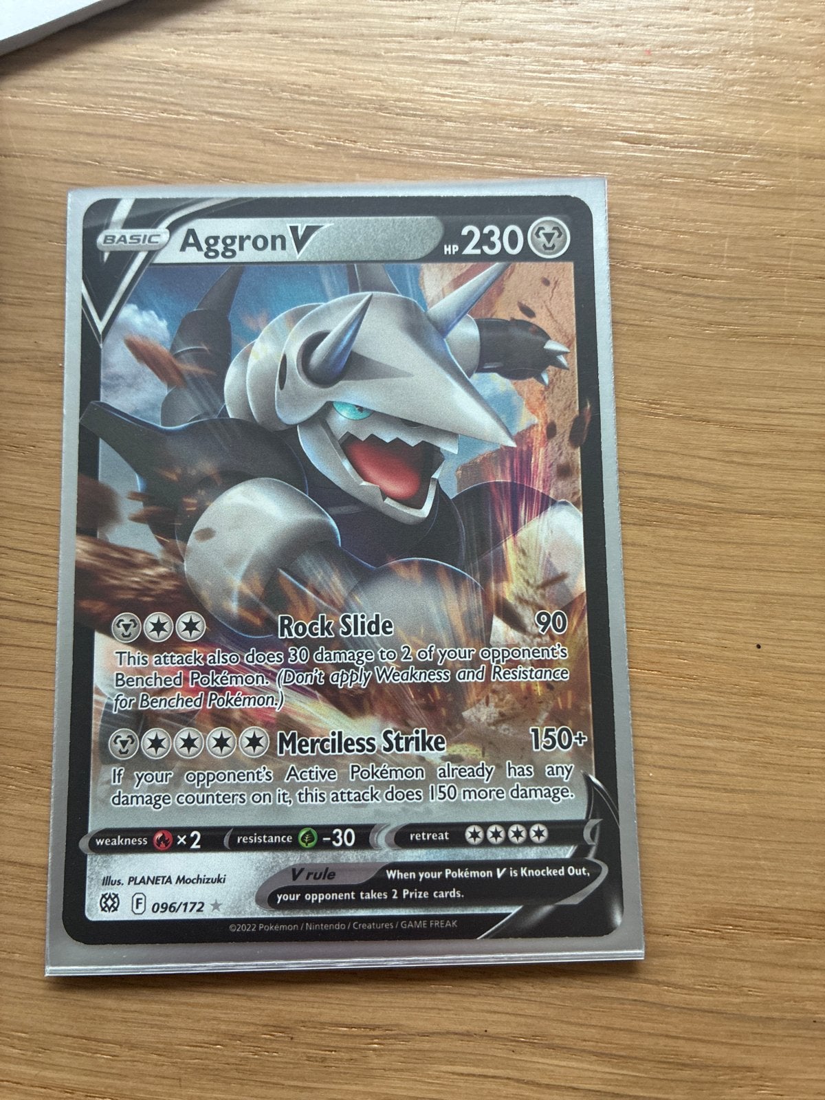 Pokémon Kaart: Aggron V (096/172) - Brilliant Stars, Ophalen of Verzenden, Zo goed als nieuw, Losse kaart
