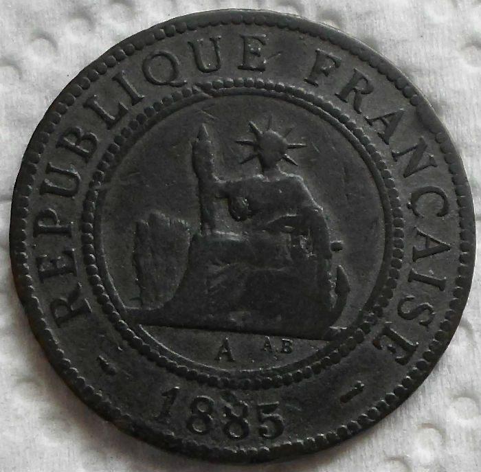 France Indochina 1 cent 1885A, Verzenden, Zuidoost-Azië, Losse munt