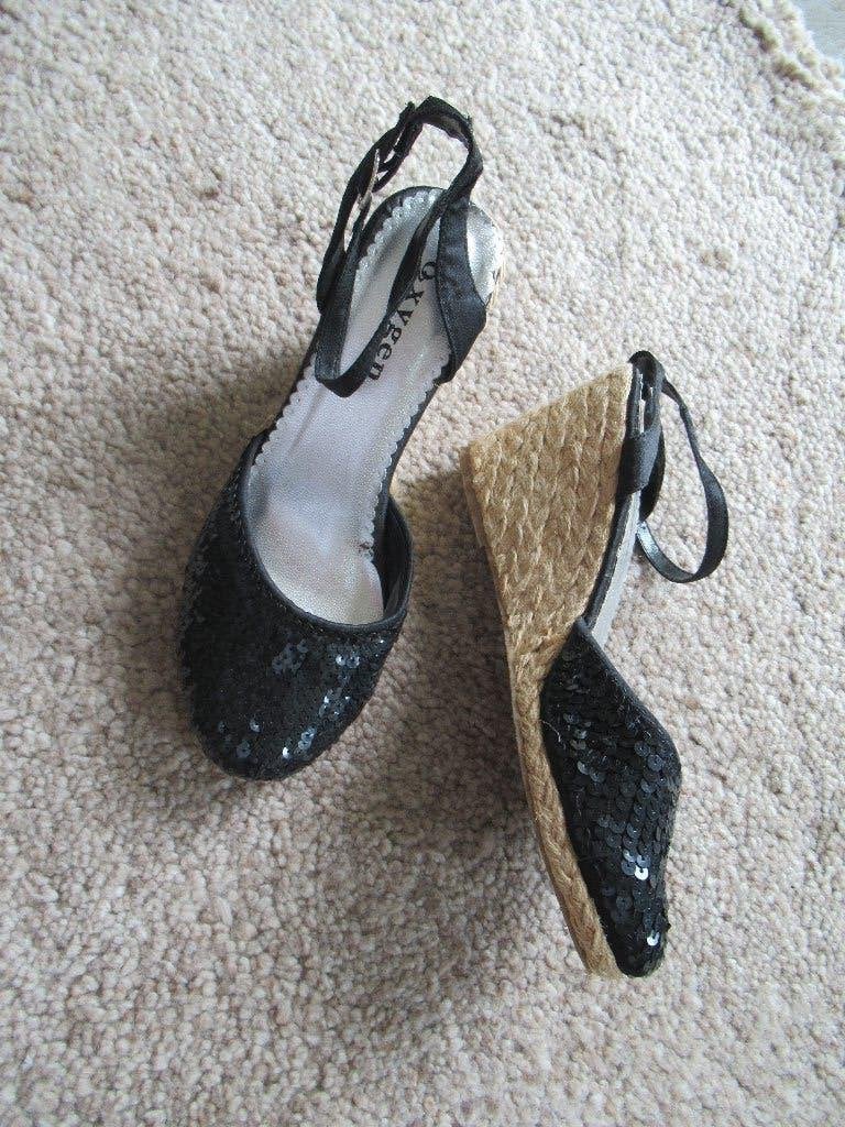 SCHOENEN Zwart Pailletten met hak maat 37 nieuw merk Oxygen, Schoenen met lage hakken, Oxygen, Zwart, Nieuw