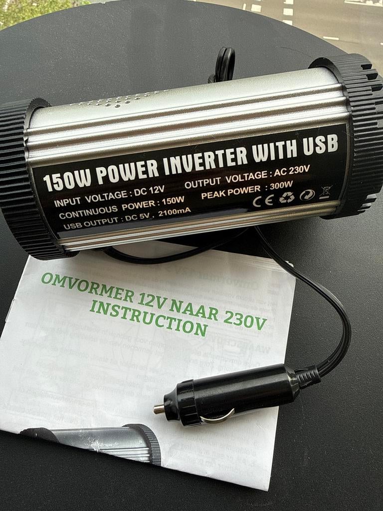 12V naar 230V Omvormer 150W met USB - Nooit gebruikt, Ophalen of Verzenden, Zo goed als nieuw