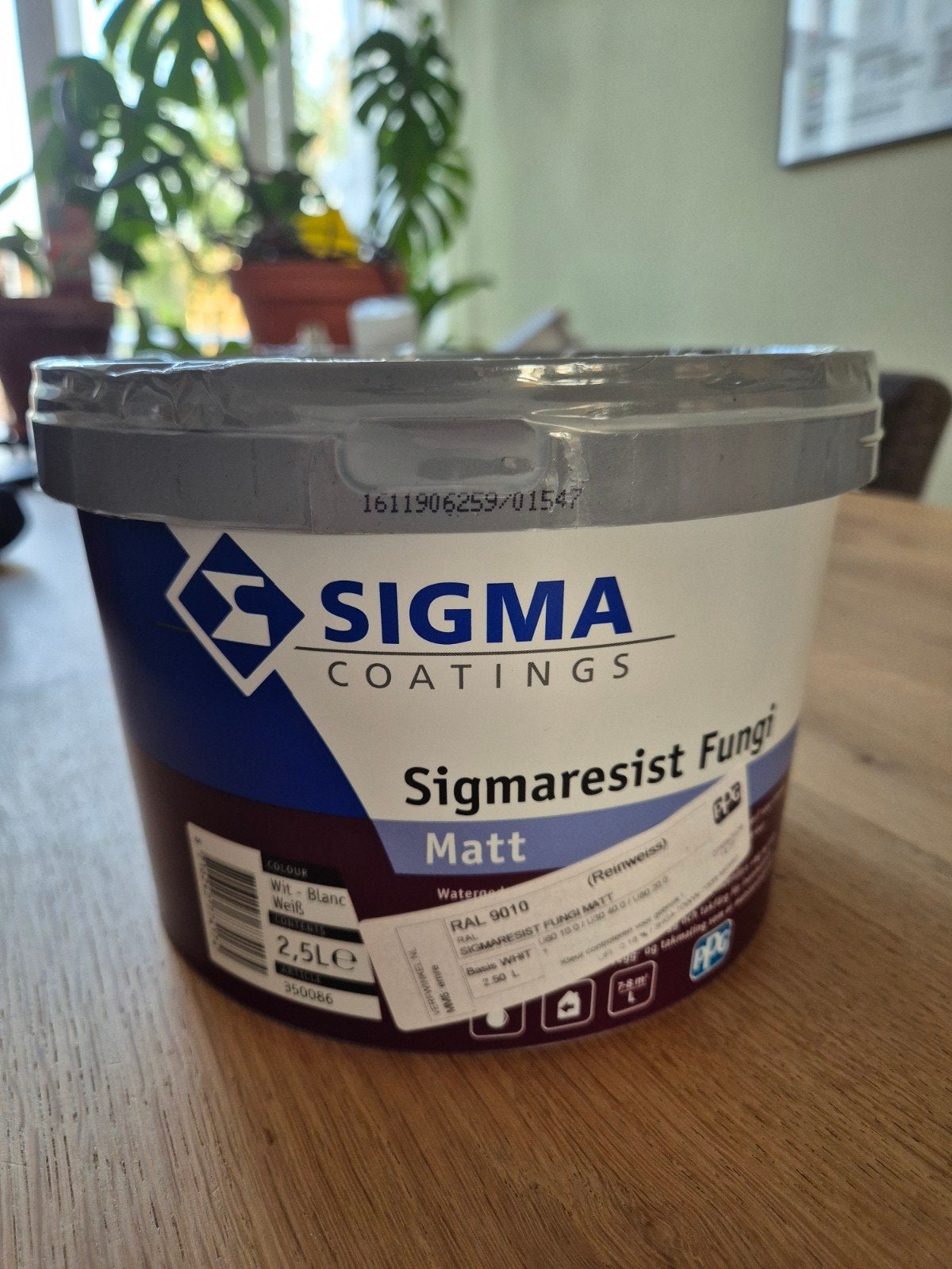 Sigma Sigmaresist Fungi Matt Muurverf RAL 9010 2.5L, Ophalen, Wit, Nieuw, Verf