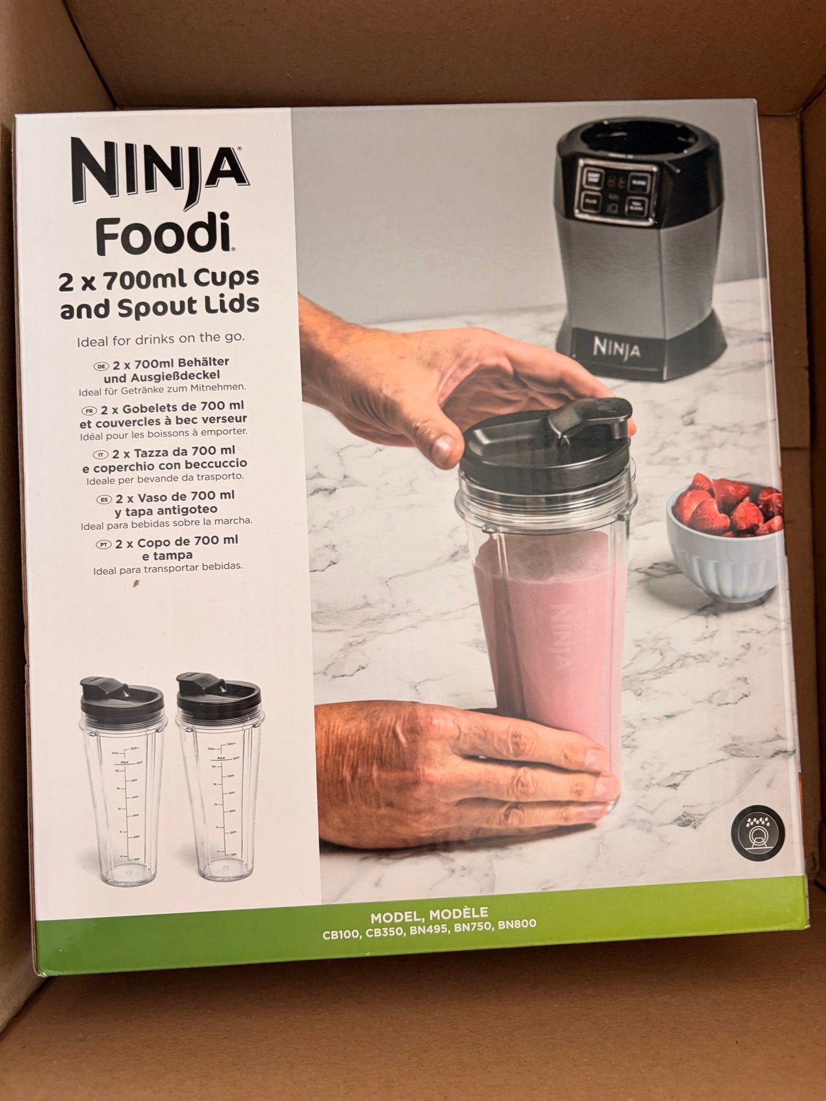 Ninja Foodi 2x 700ml Bekers en Tuitdeksels nieuw in doos, Ophalen of Verzenden, Nieuw