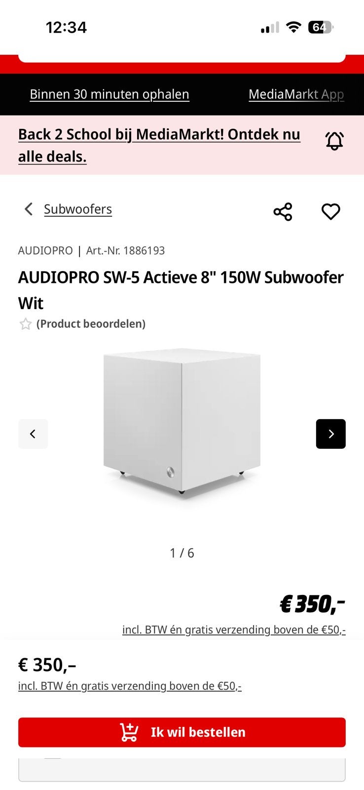 Audio Pro SW-5 Powered Subwoofer - Nieuw in doos, Audio, Tv en Foto, Luidsprekers, Overige merken, Subwoofer, Nieuw, Ophalen of Verzenden