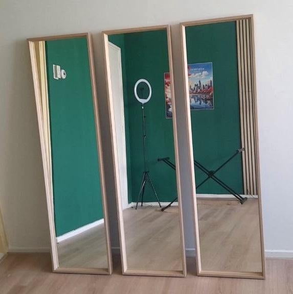 IKEA NISSEDAL spiegelcombinatie wit gelazuurd eikeneffect, Ophalen, Minder dan 50 cm, Gebruikt, 100 tot 150 cm