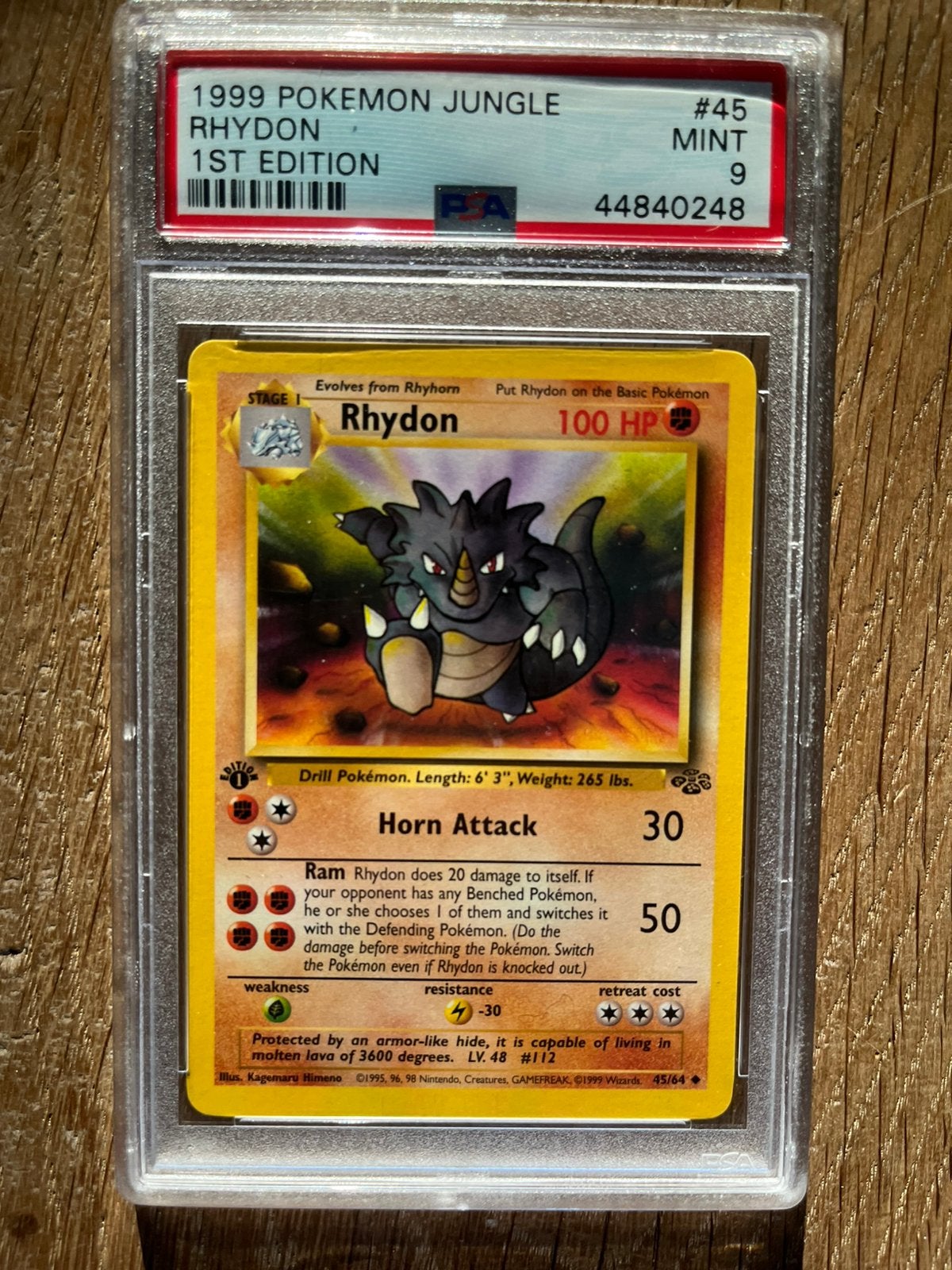 Rhydon [PSA 9] - 1st Edition Jungle 1999, Ophalen of Verzenden, Zo goed als nieuw, Losse kaart