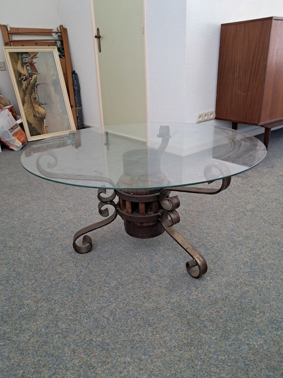 Salontafel met oud wagenwiel, Ophalen, Rond, 50 tot 100 cm, 50 tot 100 cm