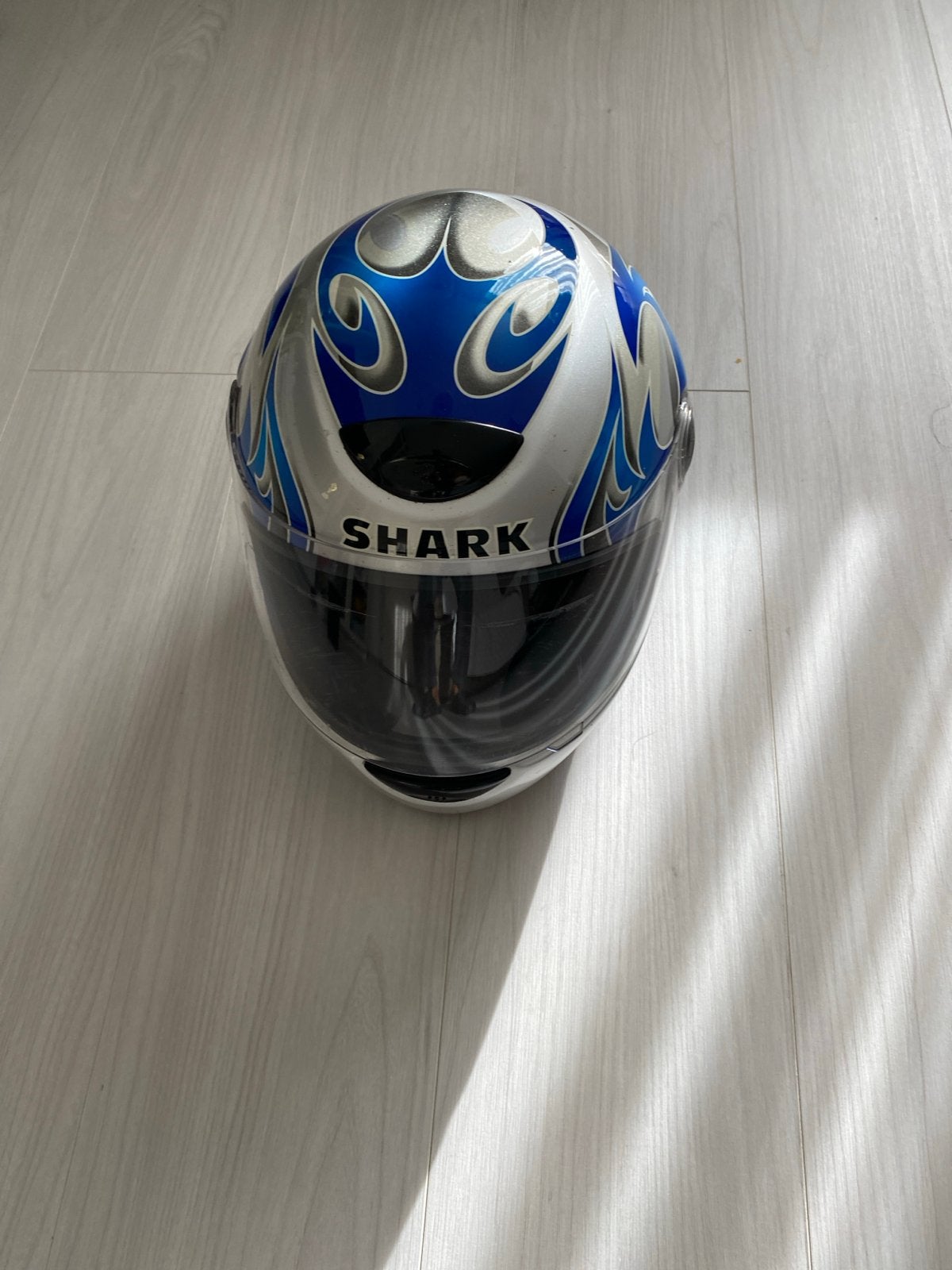 Shark Integraalhelm - Zilver/Blauw met Vlammen, Heren, Shark, Ophalen of Verzenden, Integraalhelm