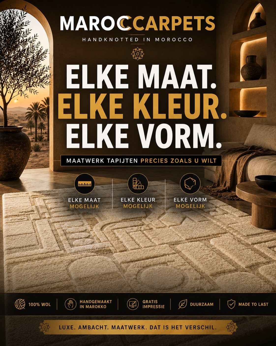 Luxe M'rrit Handgeknoopt Marokkaans Wol Tapijt - Diverse Des, Ophalen of Verzenden, 200 cm of meer, Maroccarpets, Info@maroccarpets.com