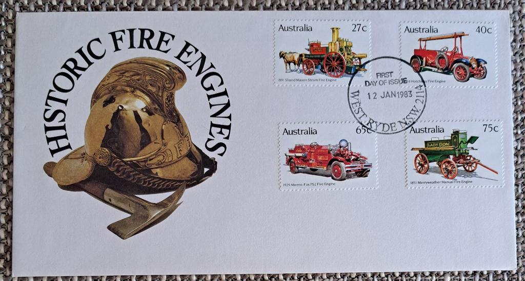 Envelop – Historic FIRE ENGINES Australia 1983, Postzegels en Munten, Brieven en Enveloppen | Buitenland, Ophalen of Verzenden