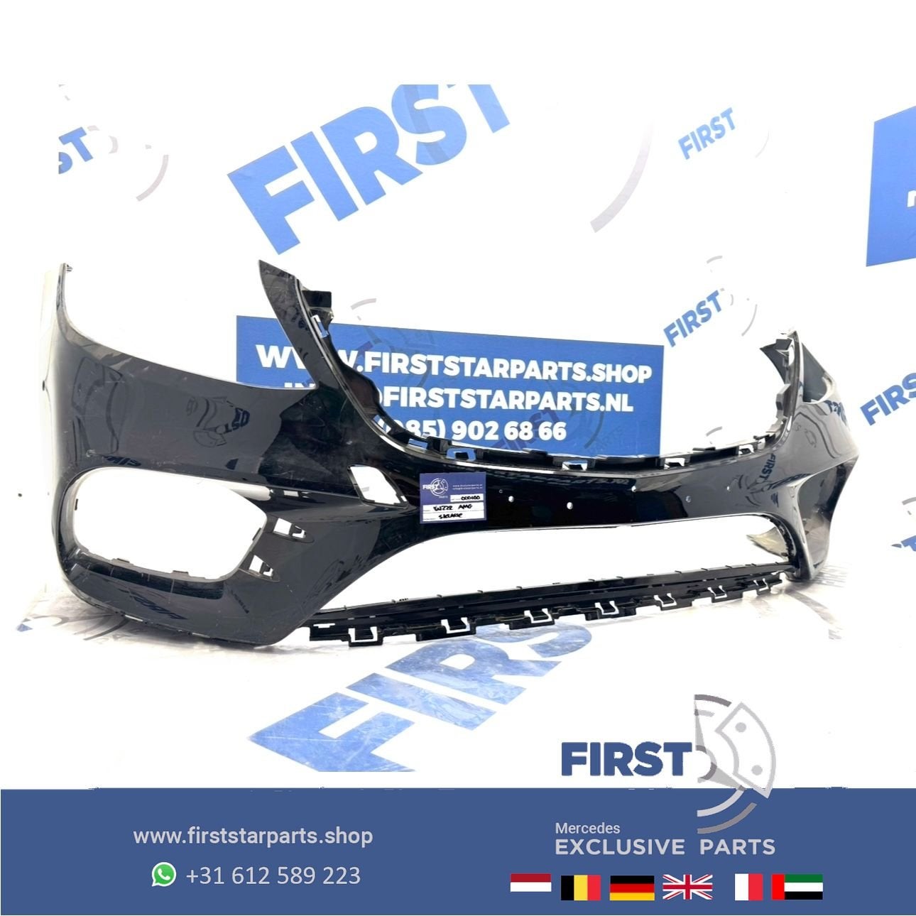 W222 BUMPER S KLASSE AMG VOORBUMPER ZWART WIT GRIJS FACELIFT, Gebruikt, -, Voor, Ophalen of Verzenden