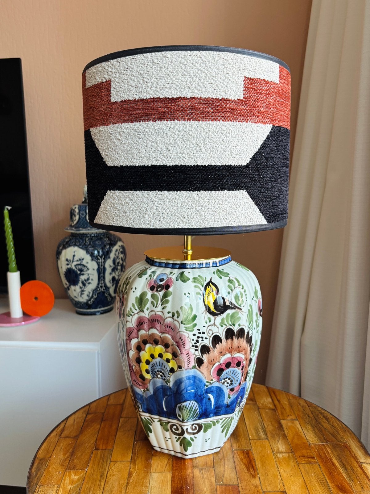 Vaaslamp delfts blauw, Huis en Inrichting, Blauw, Ophalen of Verzenden, Met schakelaar