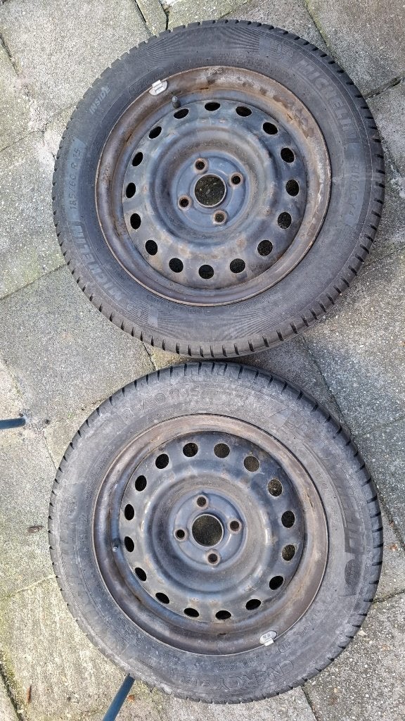 Zomerbanden (4 stuks, Michelin en Yokohama) 185/60 R15, Ophalen, Gebruikt, 15 inch, Banden en Velgen