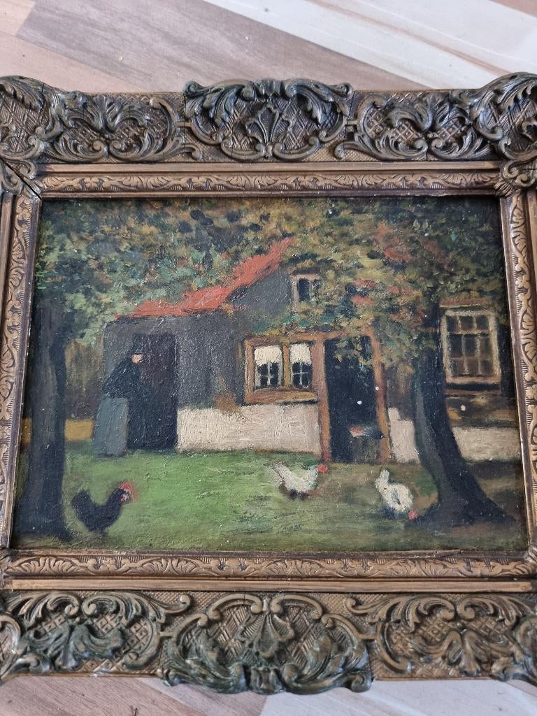 Antiek schilderijtje in brocante lijst, Ophalen