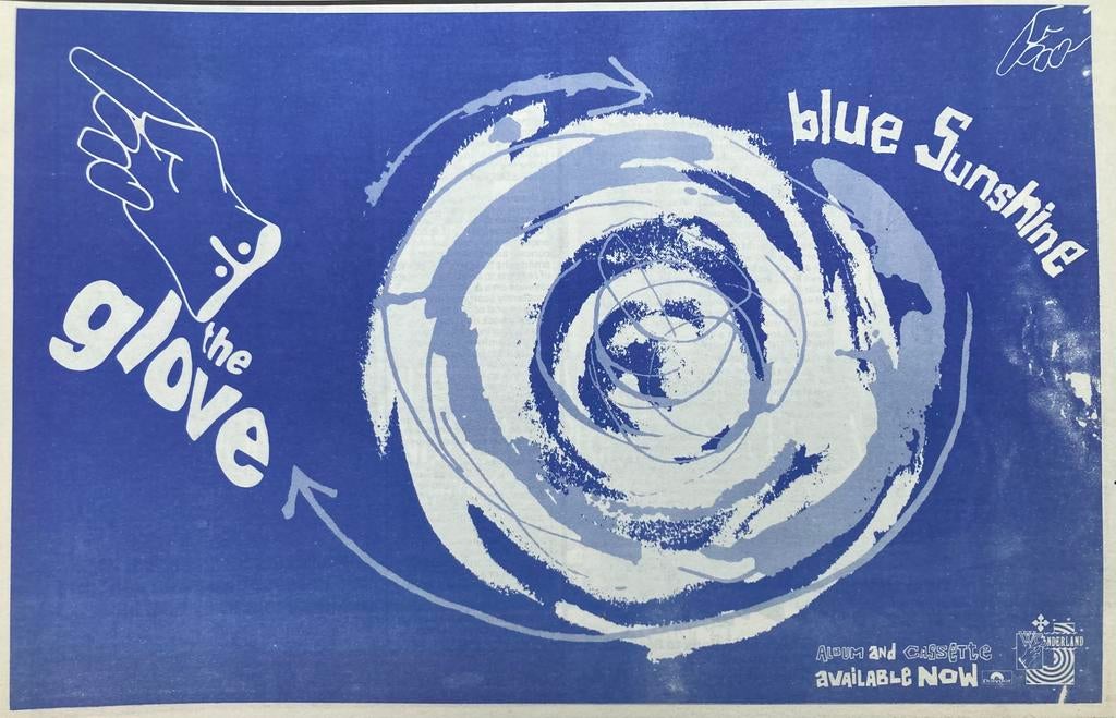 Paginagrote A4 advertentie THE GLOVE Blue Sunshine releas, Ophalen of Verzenden, Zo goed als nieuw, A4 of kleiner