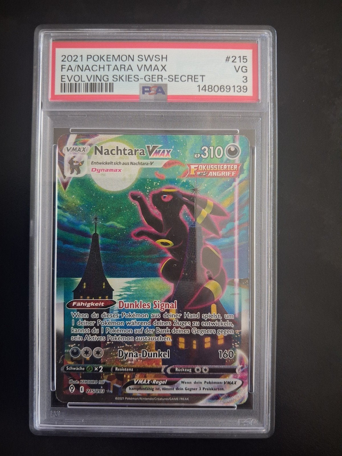 Pokemon kaarten- Duitse Umbreon Vmax psa 3, Ophalen of Verzenden, Nieuw